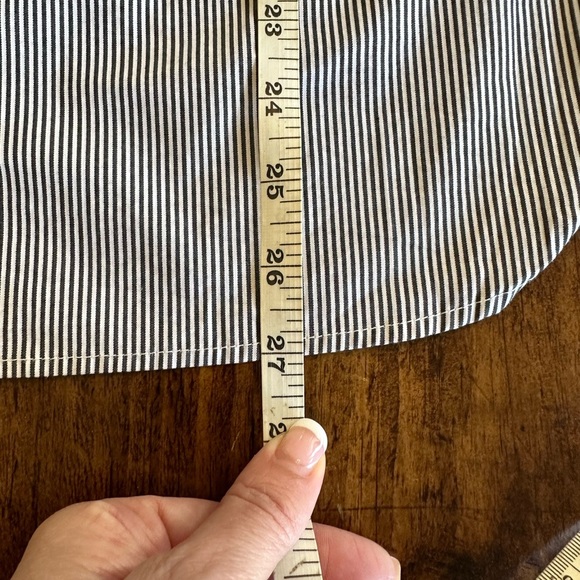 Elliot Lauren | Pinstripe Collarless Button Down Shirt with Lantern Sleeve - Picture 8 of 8